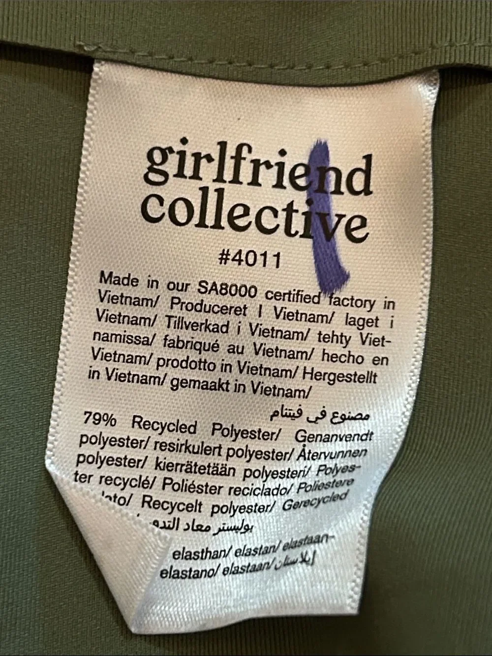 girlfriend collective Olive Green High-Rise Bike Shorts size small